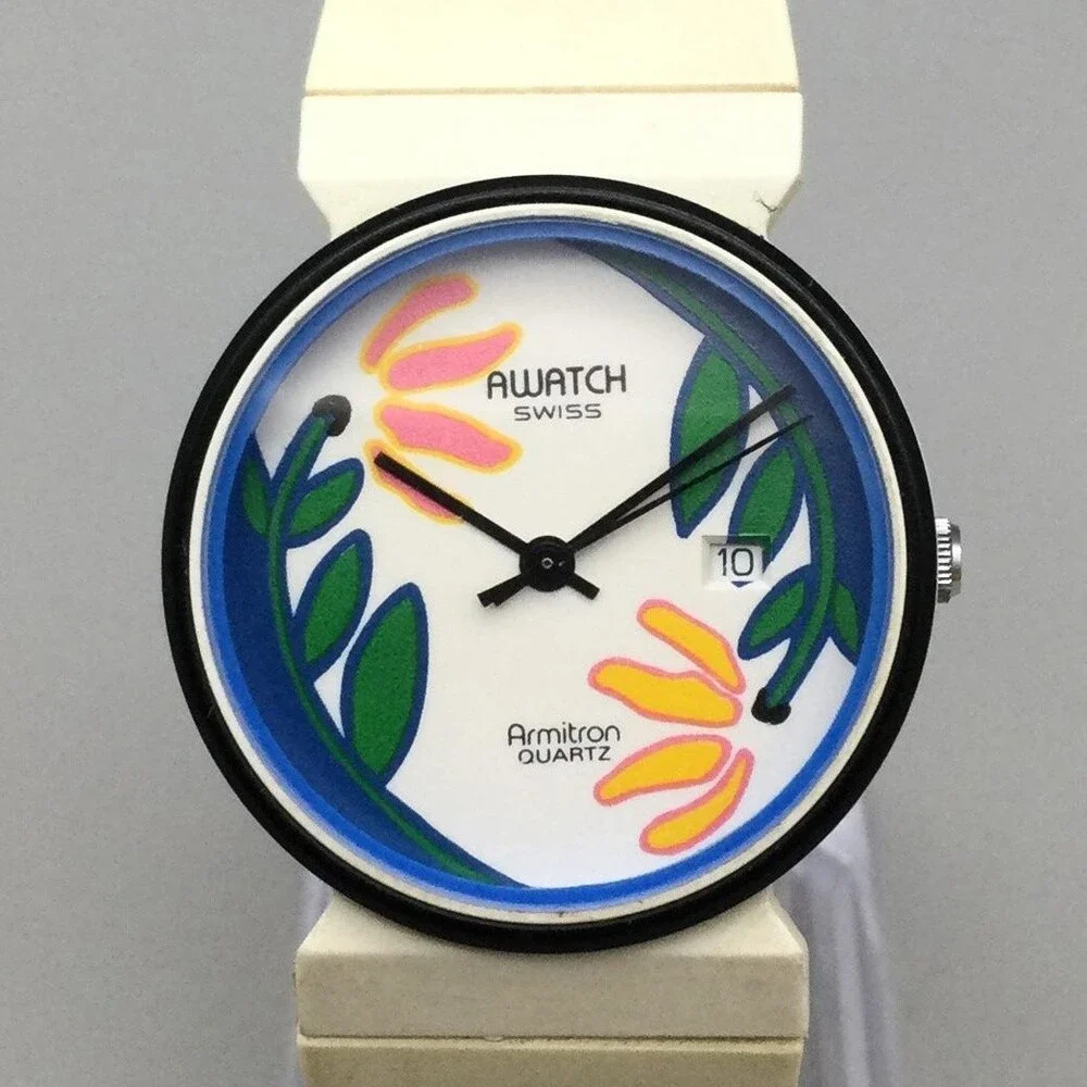 Vintage AWATCH Armitron Womens Watch 31mm Swiss Floral Dial Date New Battery
